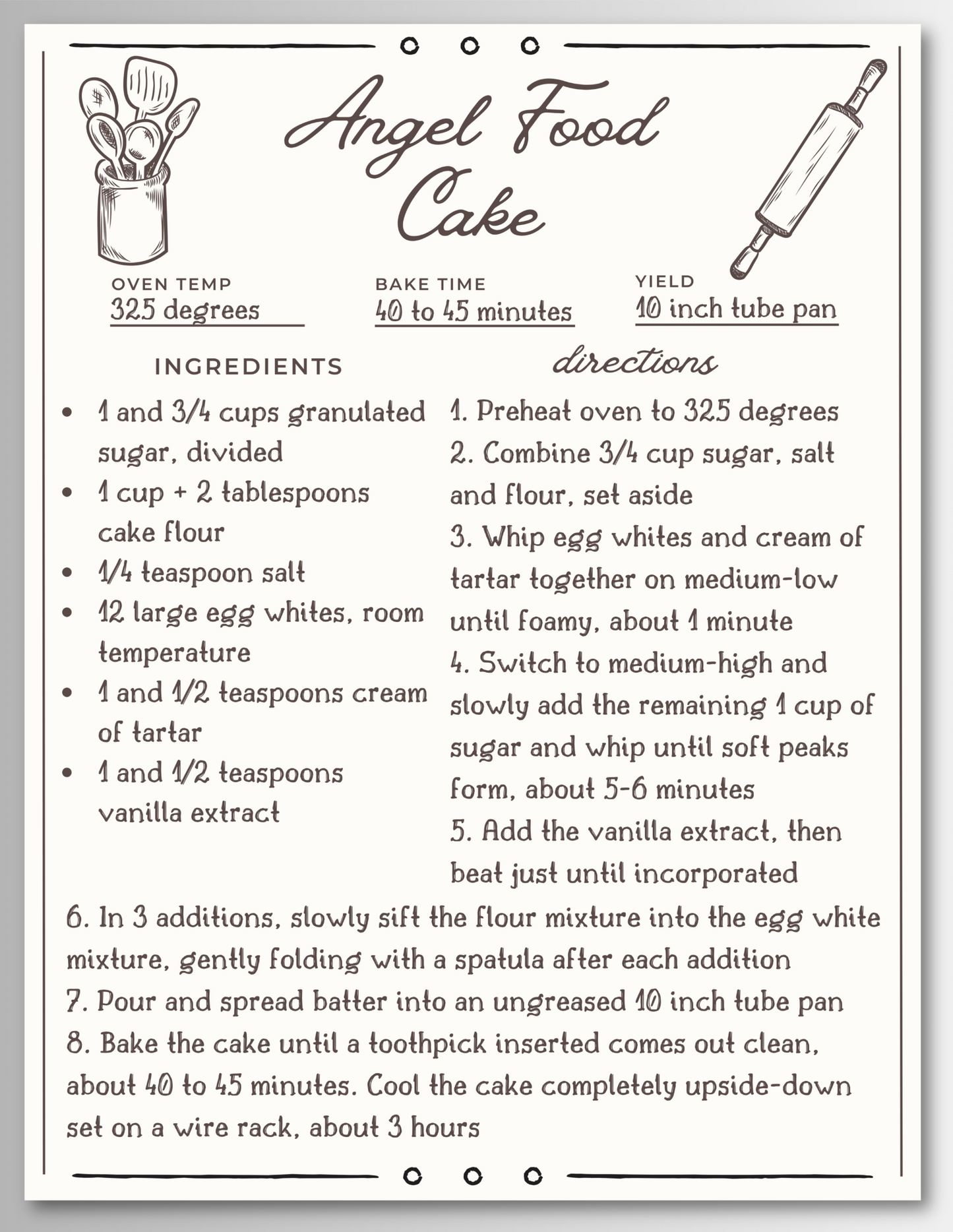 Cake Recipe Magnet Cards