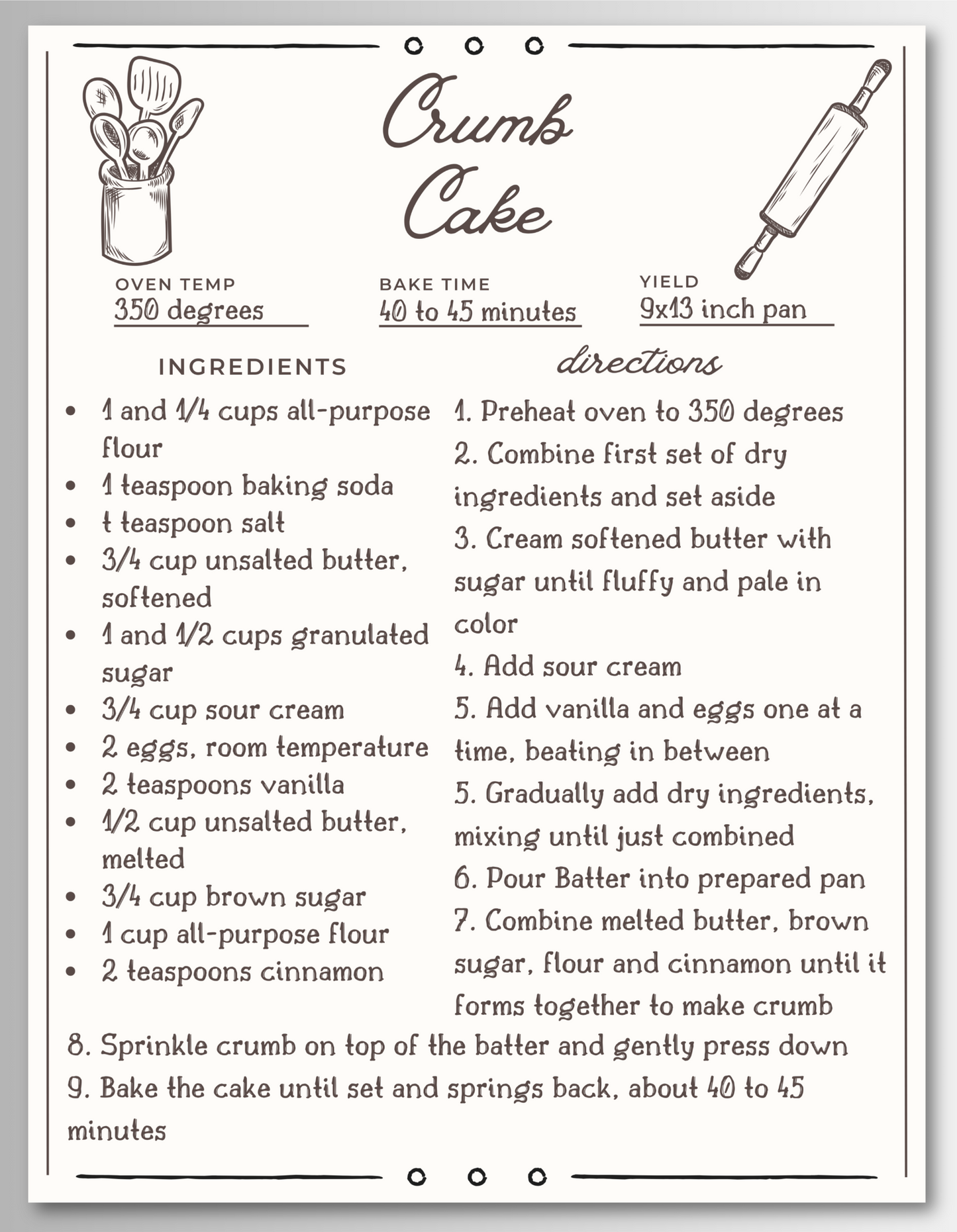 Cake Recipe Magnet Cards
