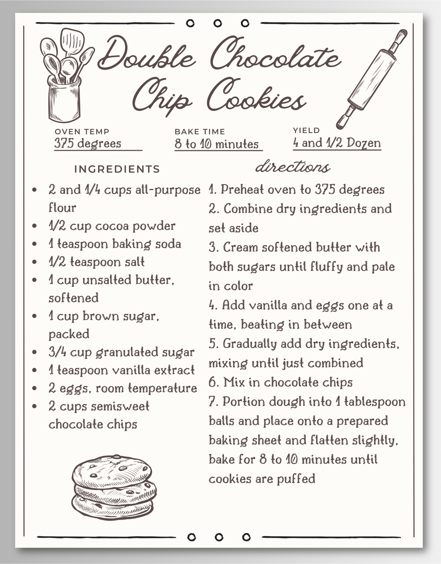 Cookie Recipe Magnet Cards