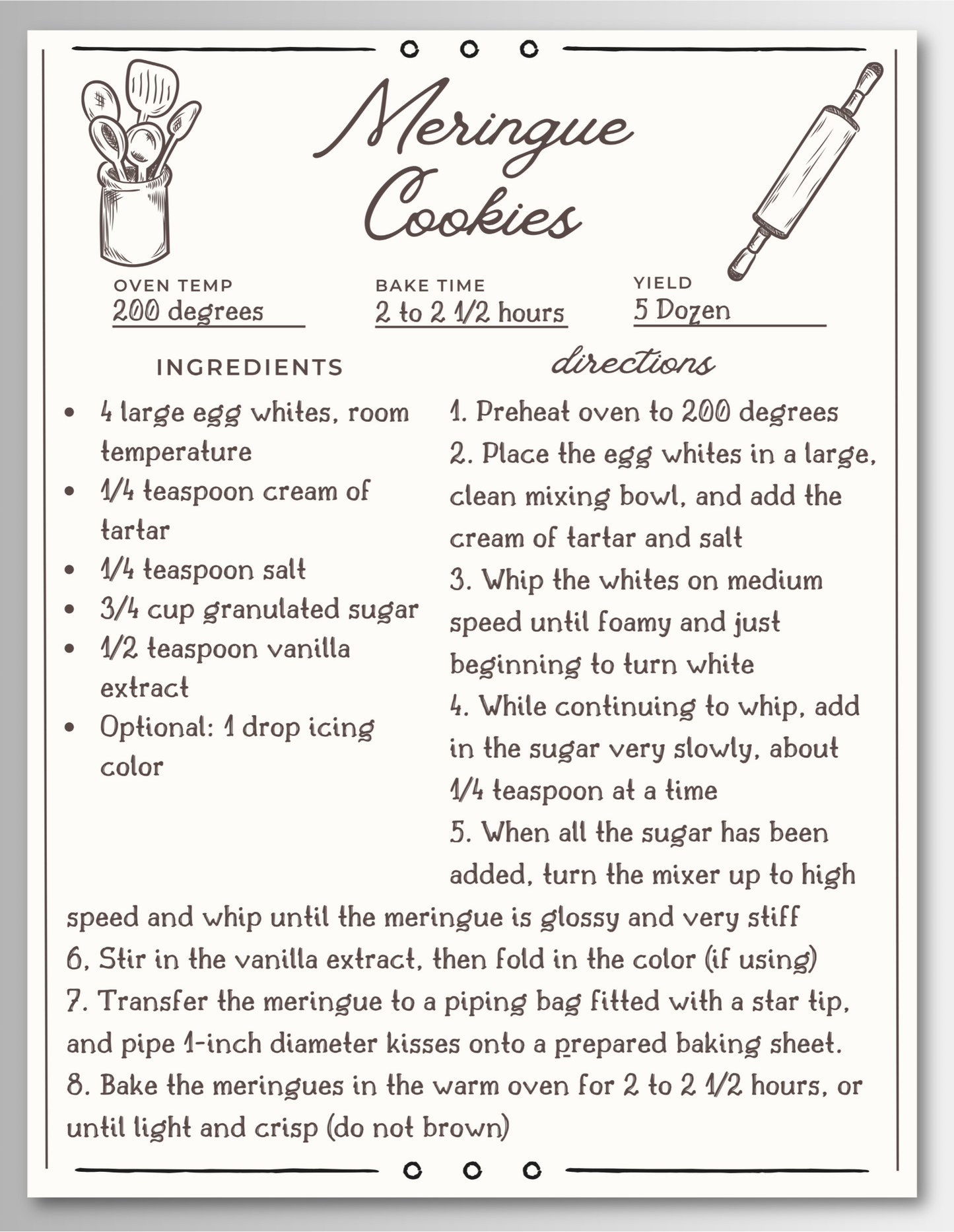 Cookie Recipe Magnet Cards