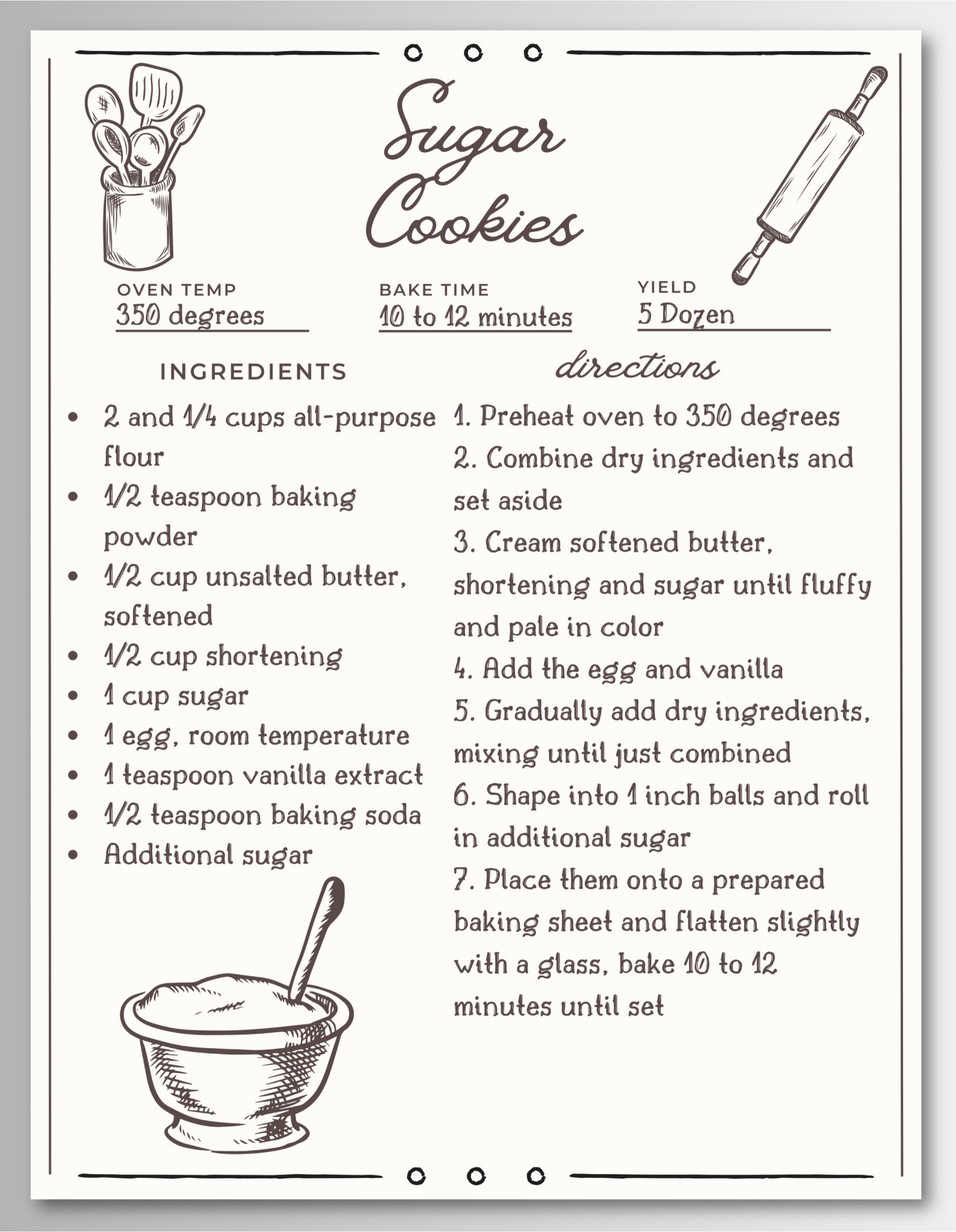 Cookie Recipe Magnet Cards