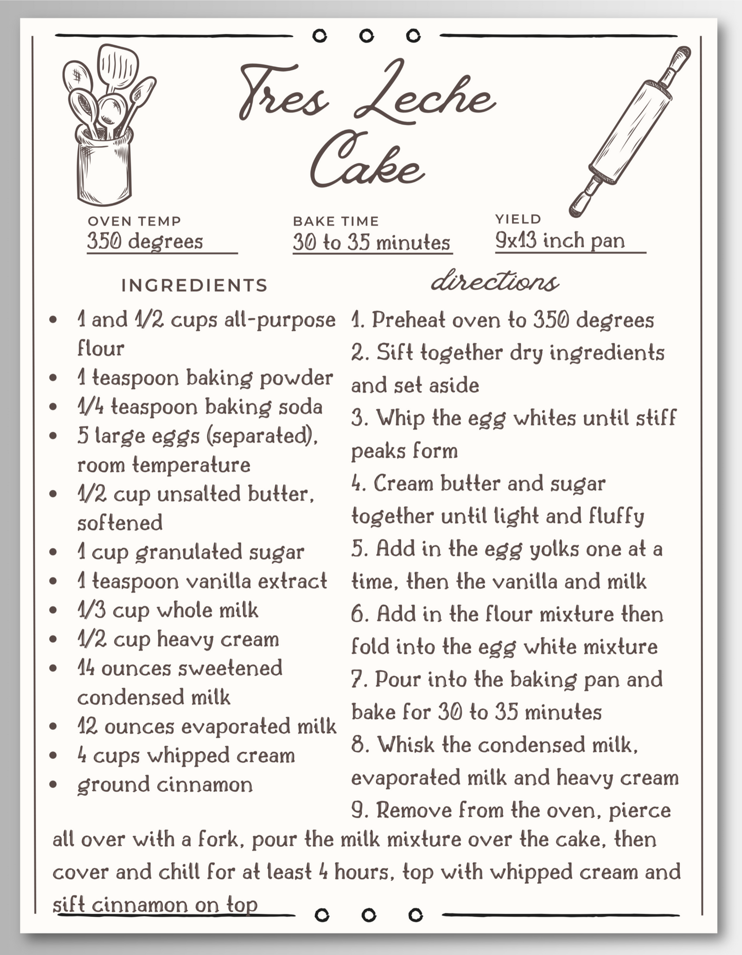 Cake Recipe Magnet Cards
